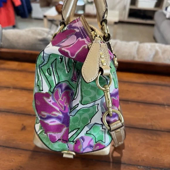 Coach Ashley Floral Iris Multicolor Satchel handbag - Picture 5 of 7